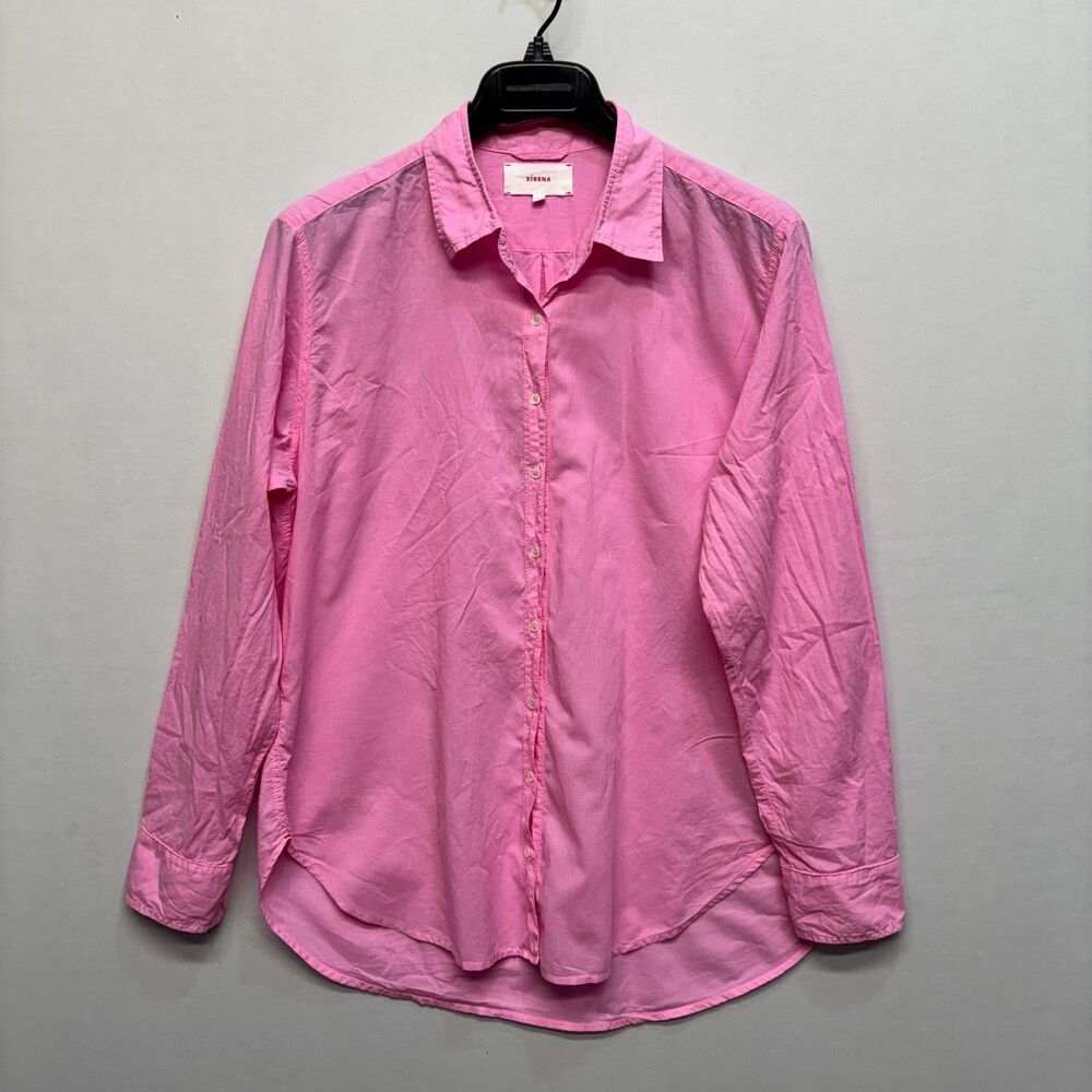 Xirena Women Long Sleeve Button Down Shirt Top Size Small Pink Cotton D096 -5